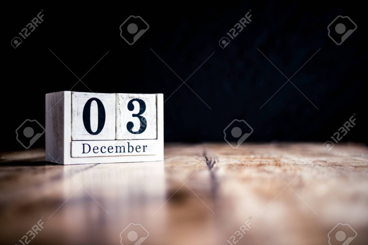 December rd,  December, Third Of December - White Block Calendar