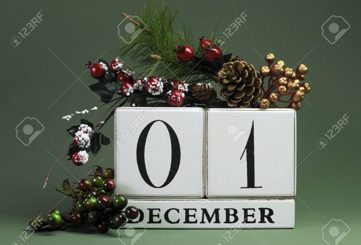 December : Save The Date Calendar With Winter Theme Colors, Fruit