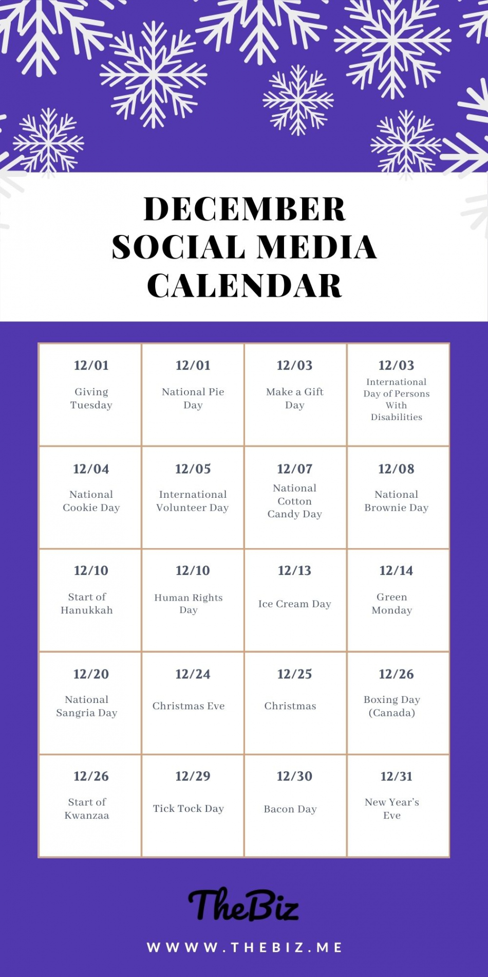 December Social Media Calendar and Post Ideas for Businesses [ +