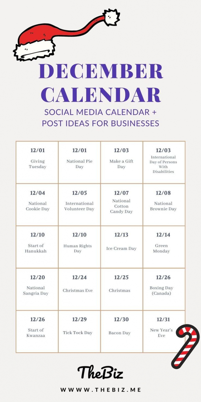 December Social Media Calendar + FREE Templates - TheBiz  Social