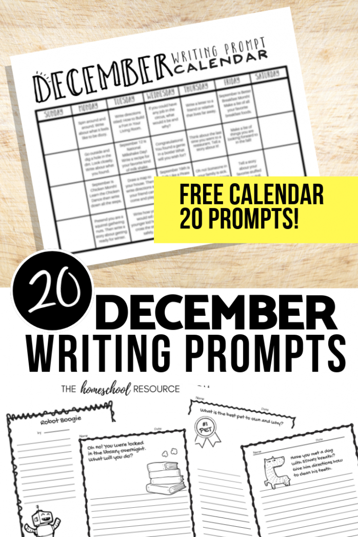 December Writing Prompts: FREE Writing Prompt Calendar - The