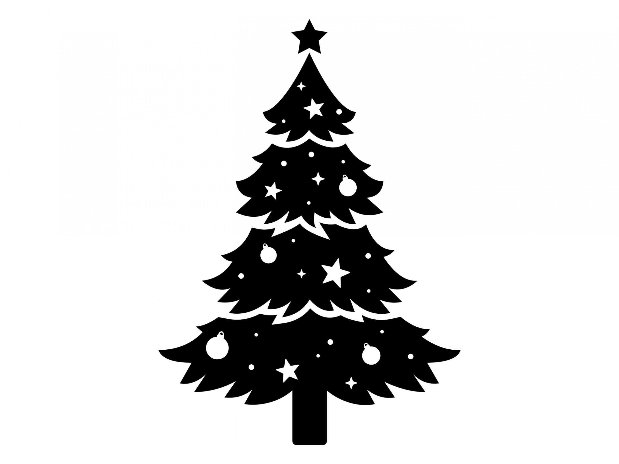 Decorated Christmas Tree SVG Christmas Tree Silhouette - Etsy UK