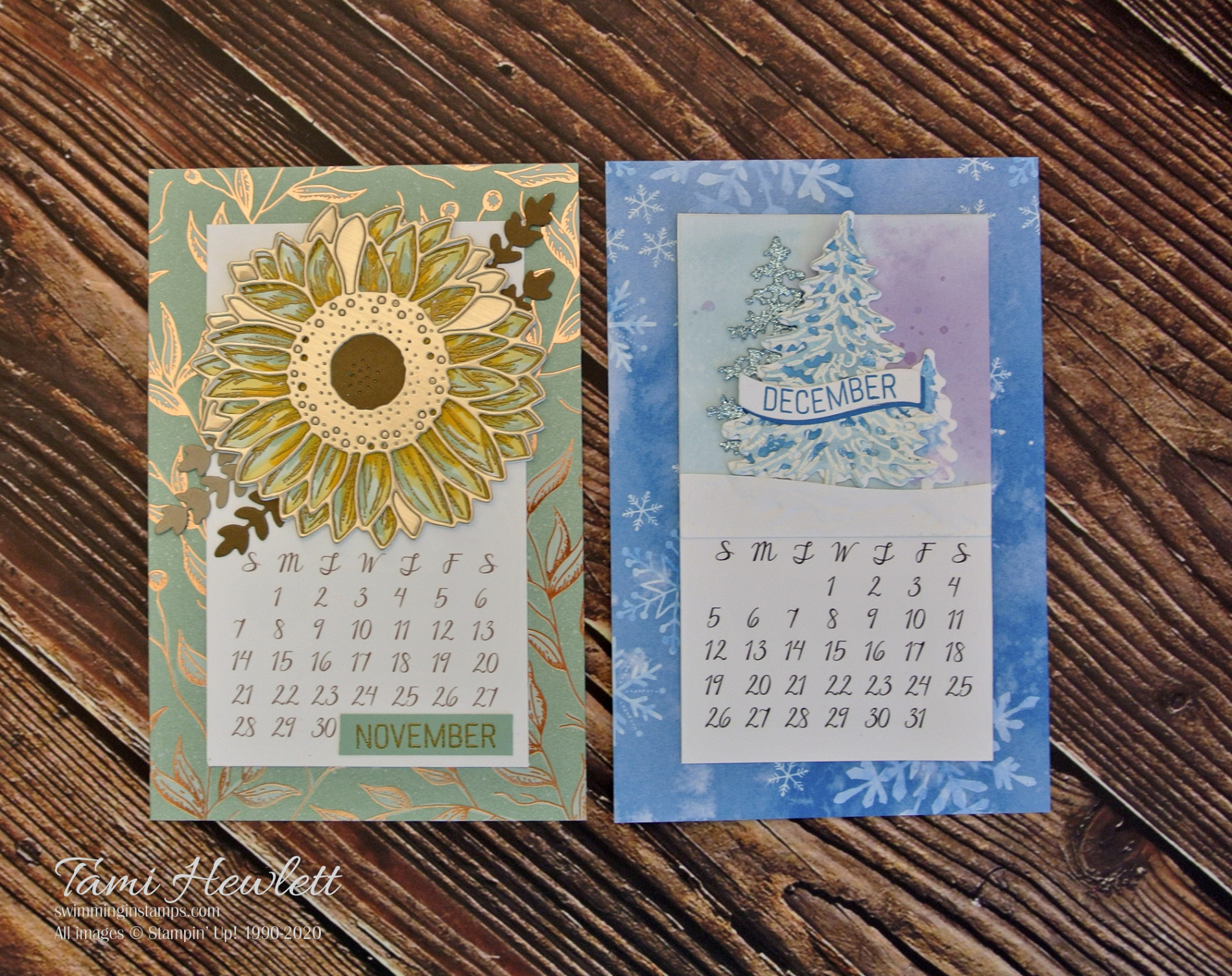 Desktop Calendars - November & December   Swimming In Stamps