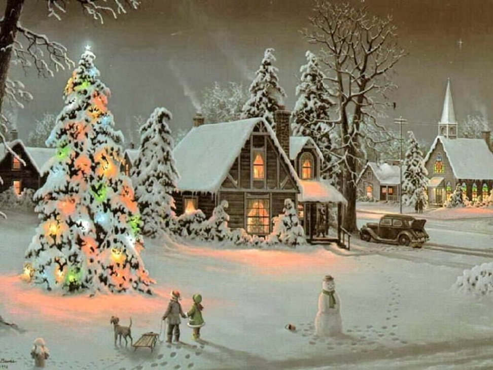 Digital Wallpapers  Classic Outdoor Christmas Scenes  Garden Variety