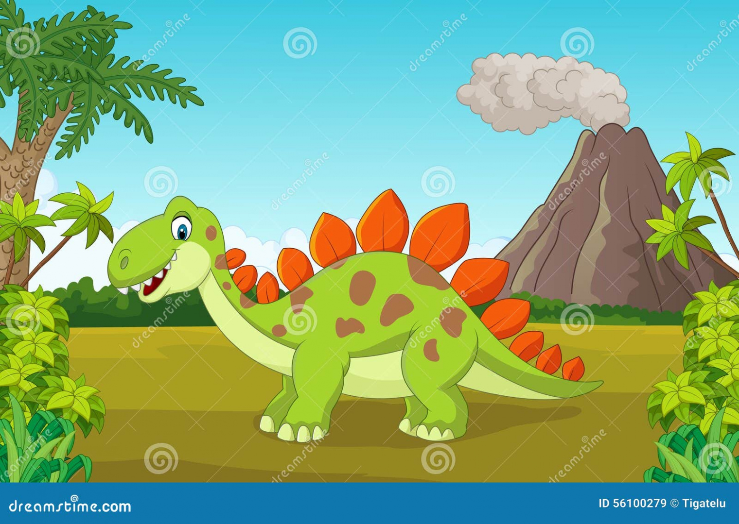 Dinosaur Jungle Cute Stock Illustrations – , Dinosaur Jungle