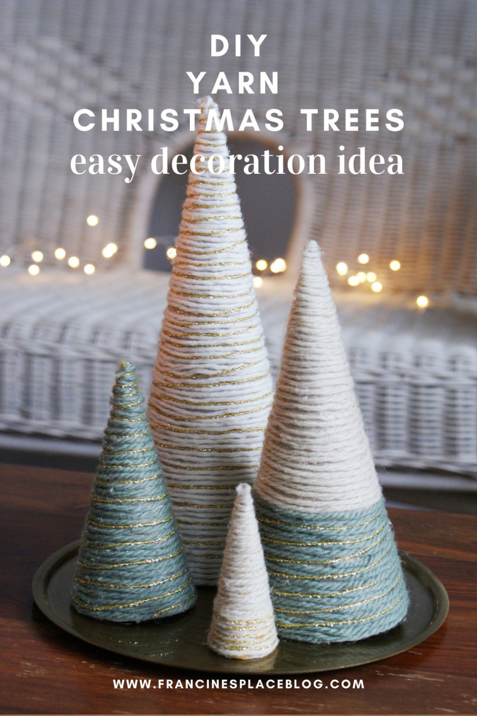 DIY YARN CHRISTMAS TREES (EASY & LAST MINUTE DECORATION IDEA