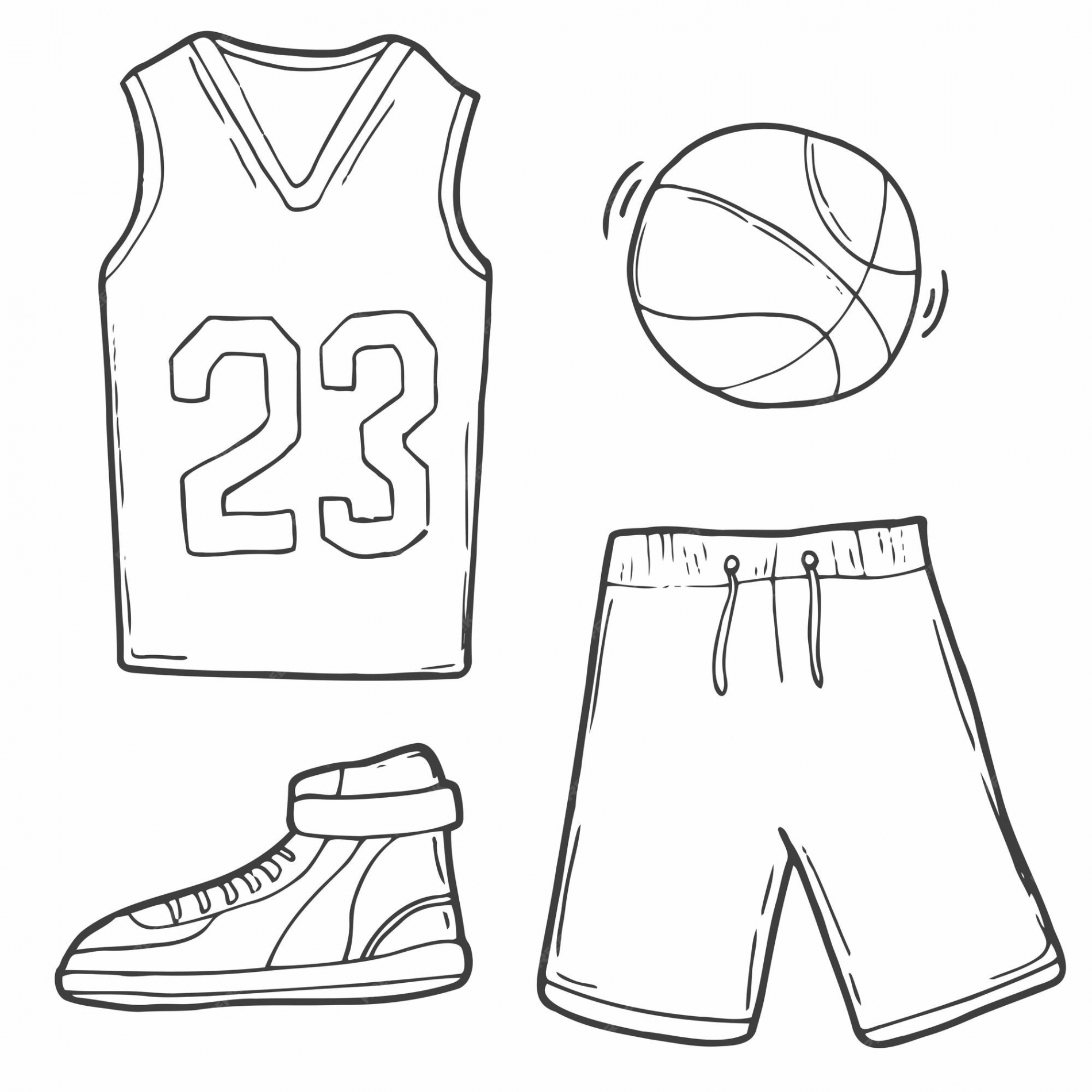 Doodle basketballuniform basketball-shirt-shorts und sportschuhe