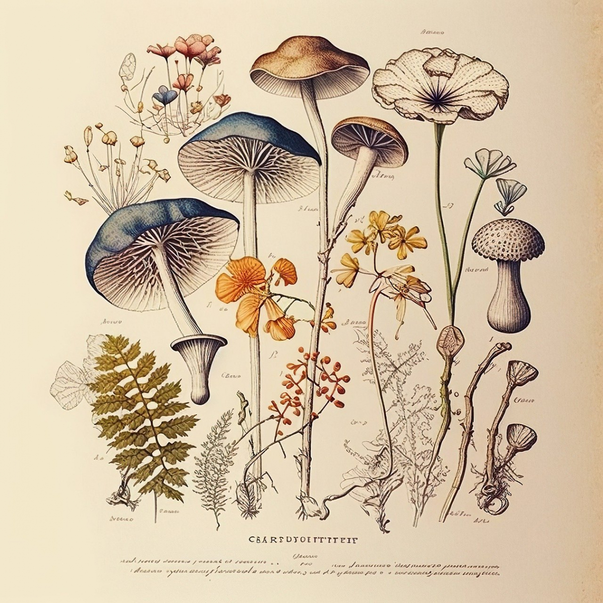 Download Botanical Sketch Nature Mushrooms Royalty-Free Stock