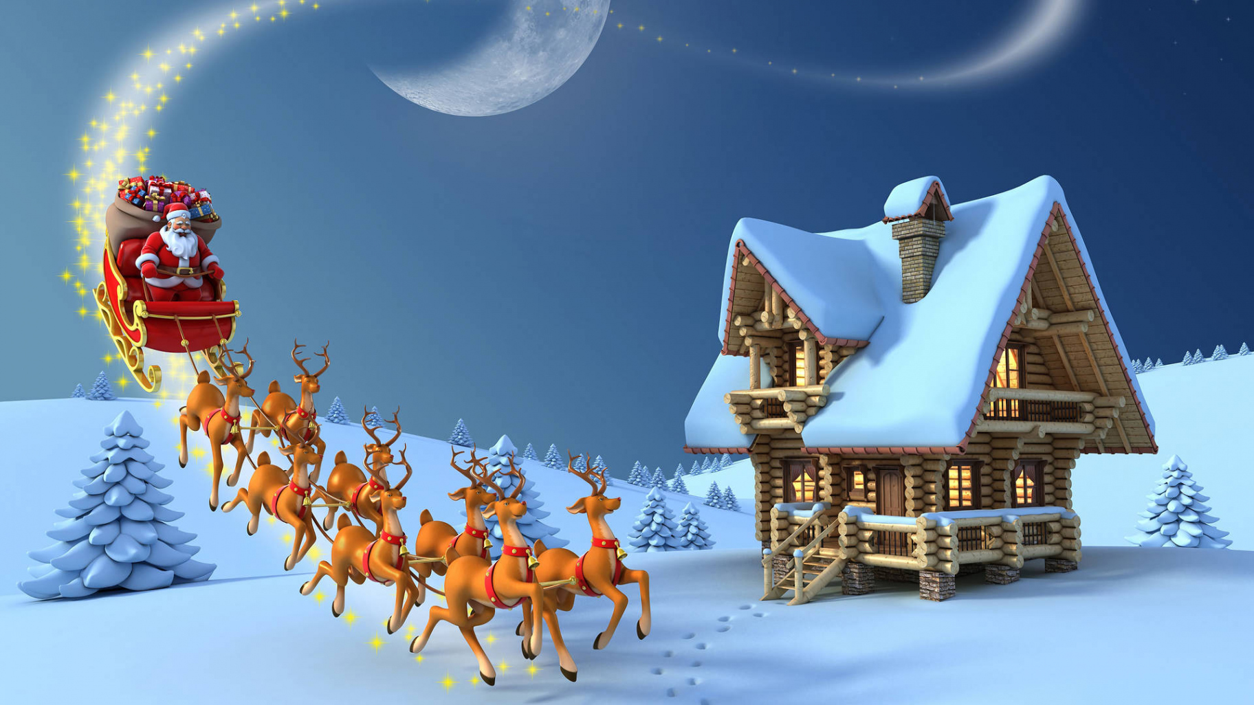 Download k Christmas Santa Sleigh Wallpaper  Wallpapers