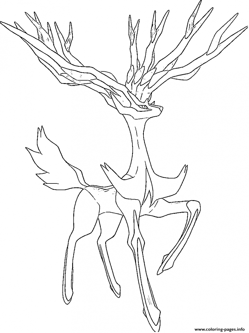 Download or print this amazing coloring page: Xerneas Pokemon