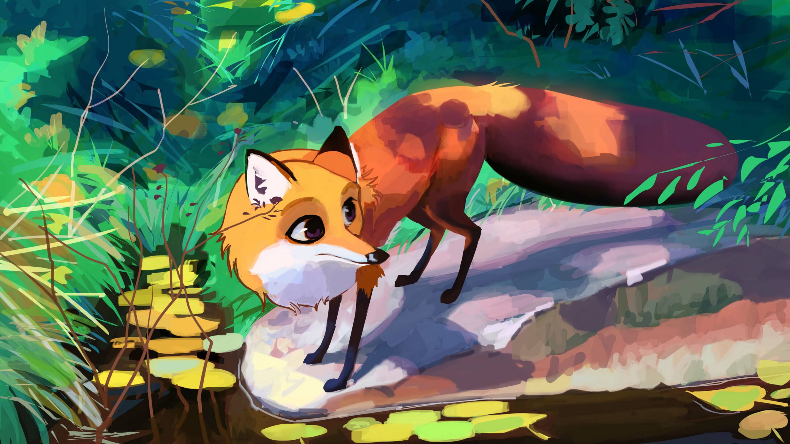 Download wallpaper x fox, animal, art, cute k uhd : hd