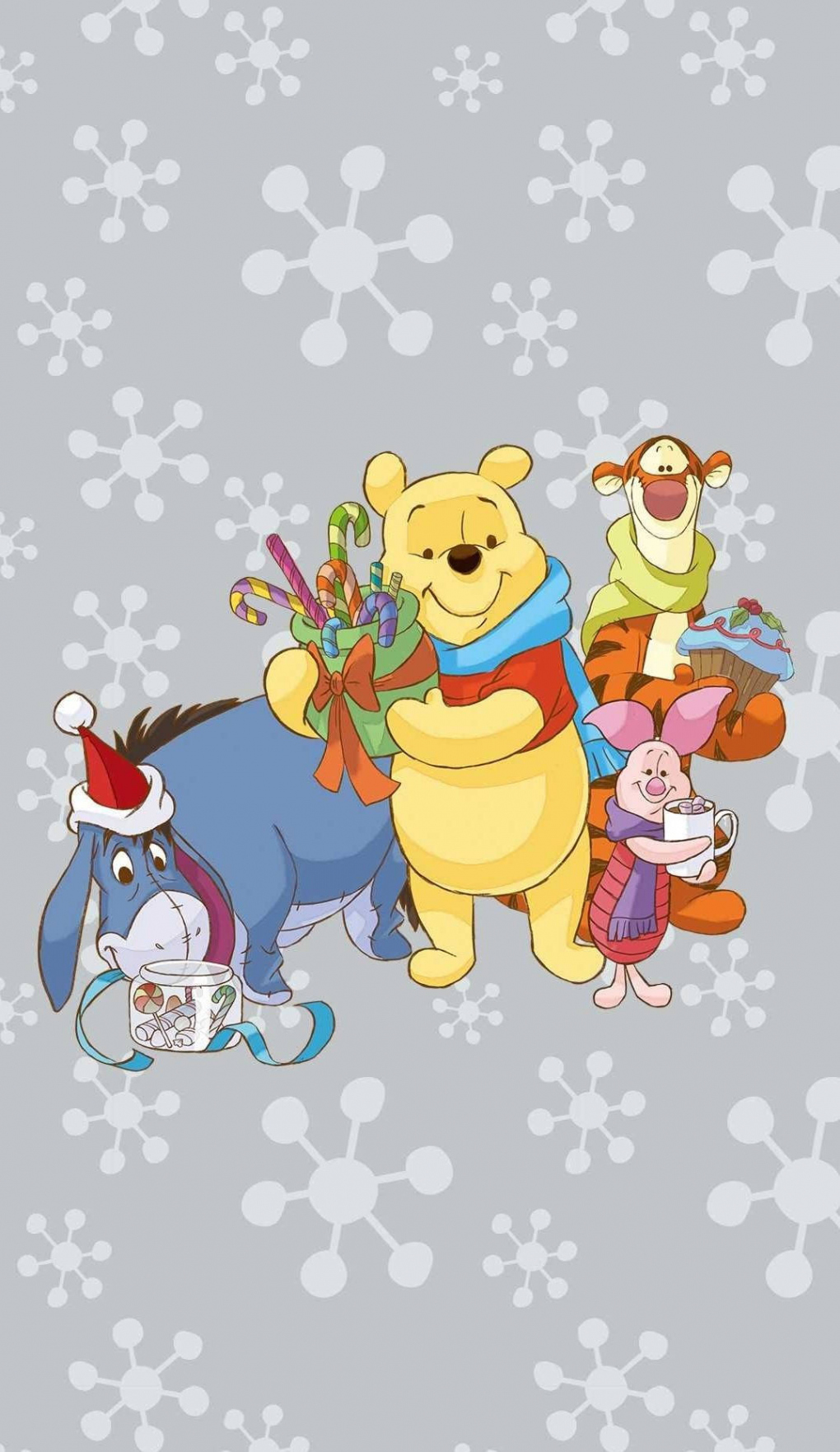 Download Winnie The Pooh Christmas Snow Flakes Wallpaper