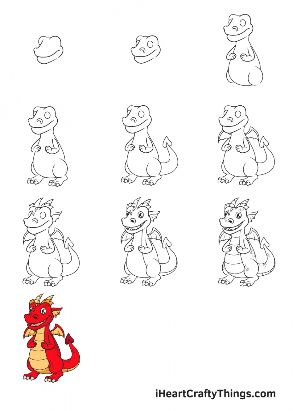 Dragon Drawing - How To Draw A Dragon Step By Step