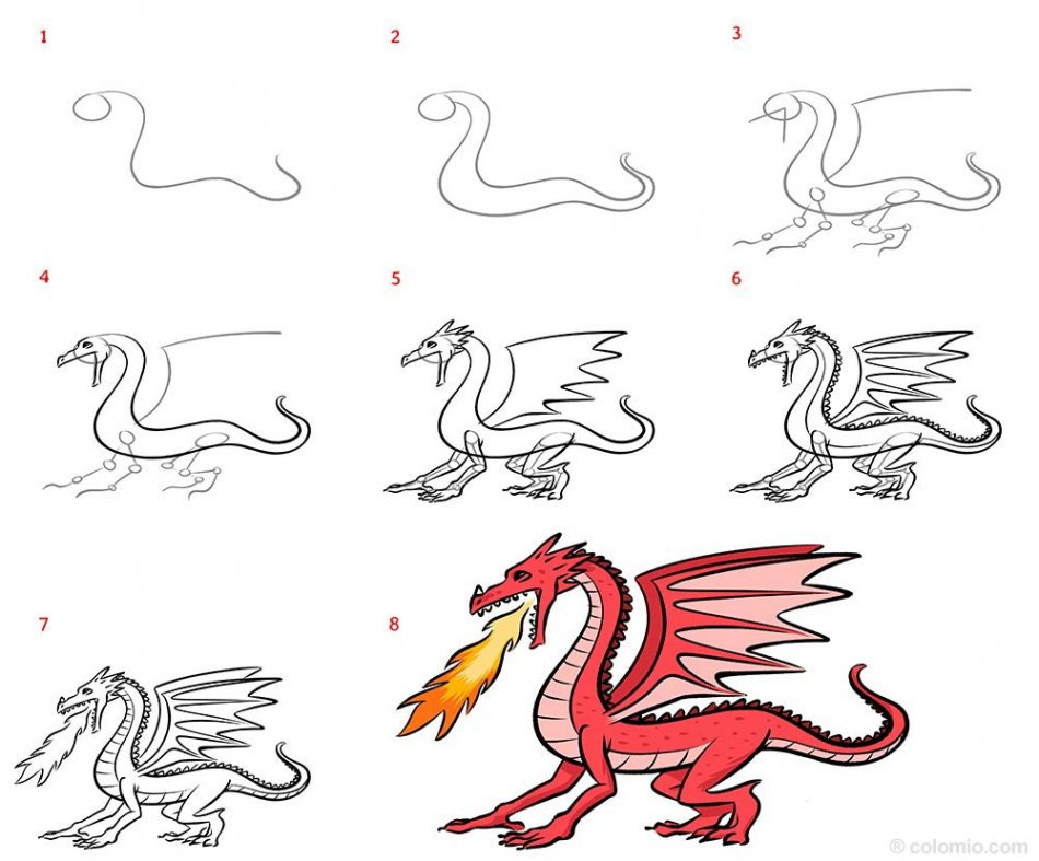 Dragon Drawing Ideas » How to draw a Dragon