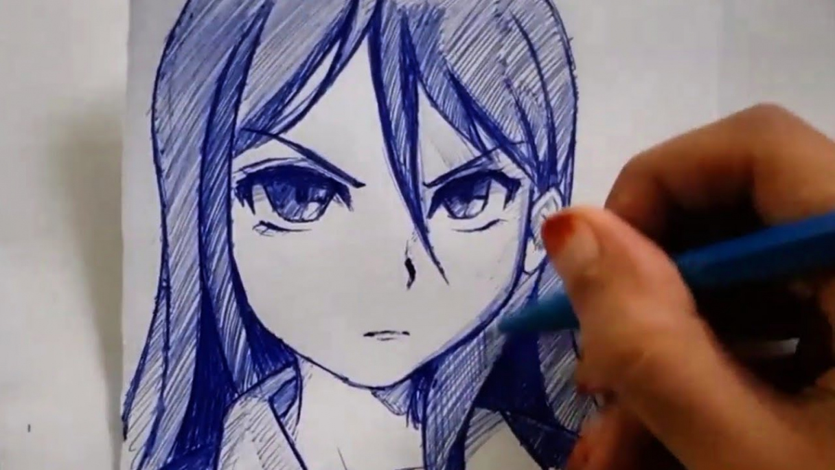 draw anime girl only with pen