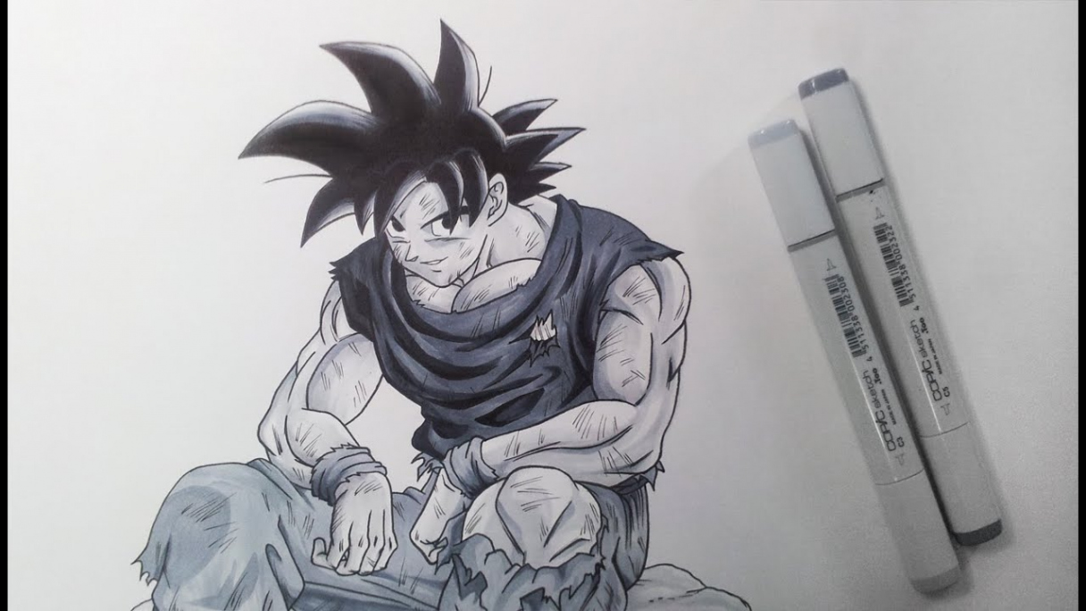 Drawing Goku - Black and White