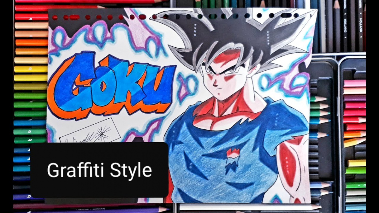 Drawing Goku Ultra Instinct in Graffiti Style SPEED COLOURING by