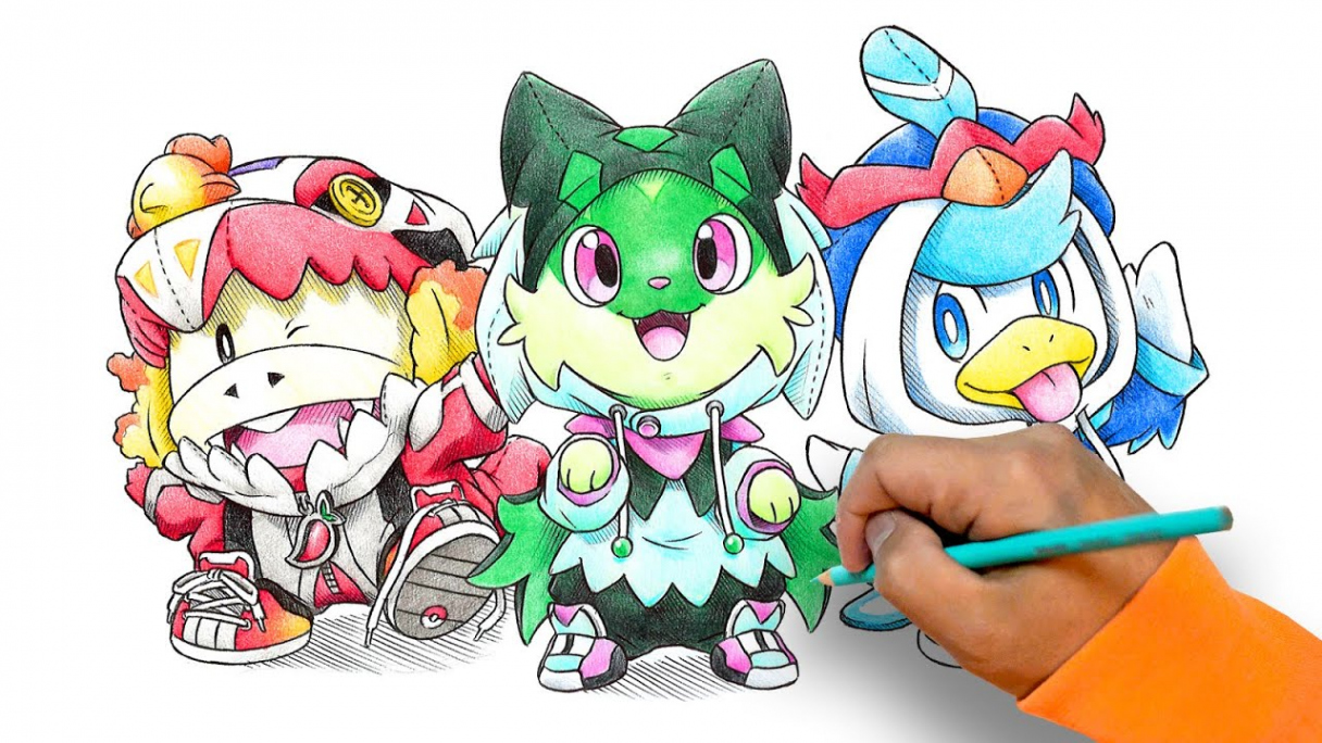 Drawing the NEW Pokemon Scarlet & Violet Starters wearing Onesies of their  Evolution!!