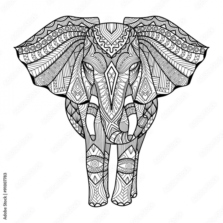 Drawing unique ethnic elephant for print, pattern,logo,icon,shirt