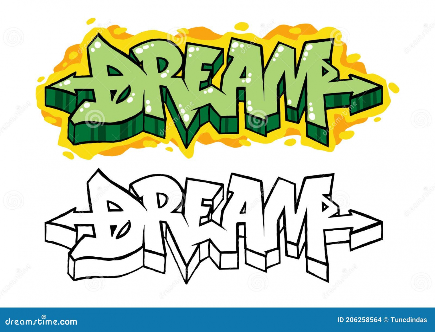 Dream Graffiti Street Art Style Tag Letter Message Stock Vector