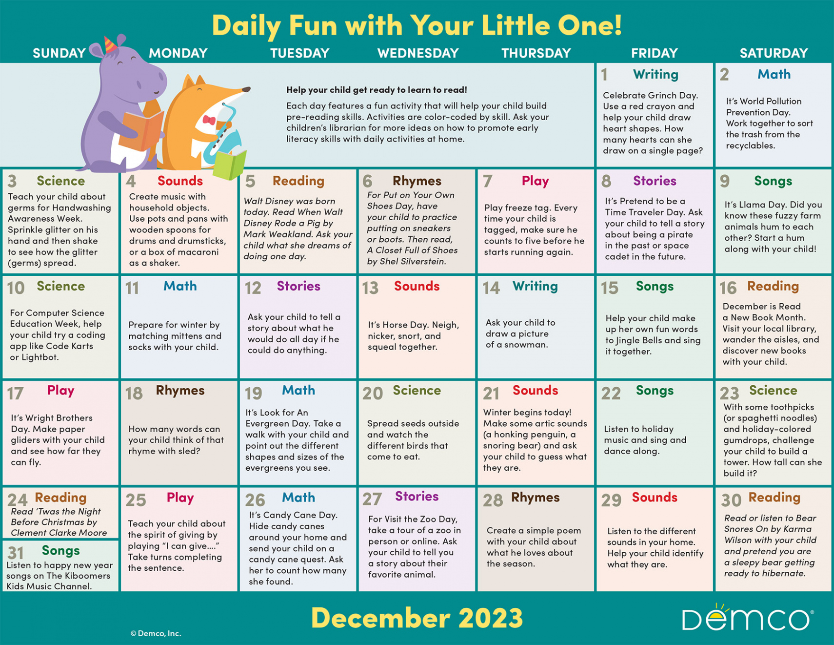 Early Literacy Activities — December : Activities, Books, and