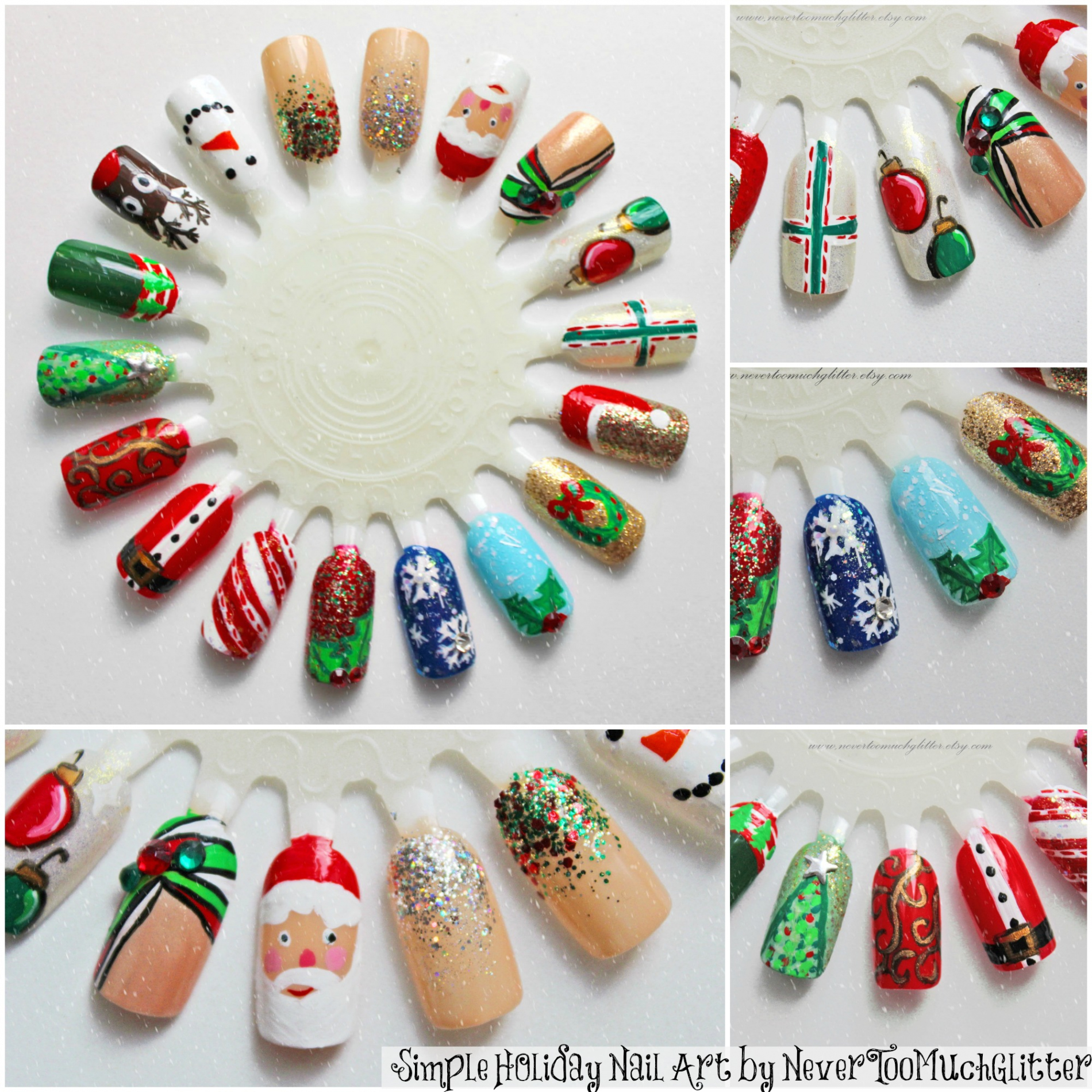 Easy Christmas DIY Nail Art  NeverTooMuchGlitter Nail Wonderland