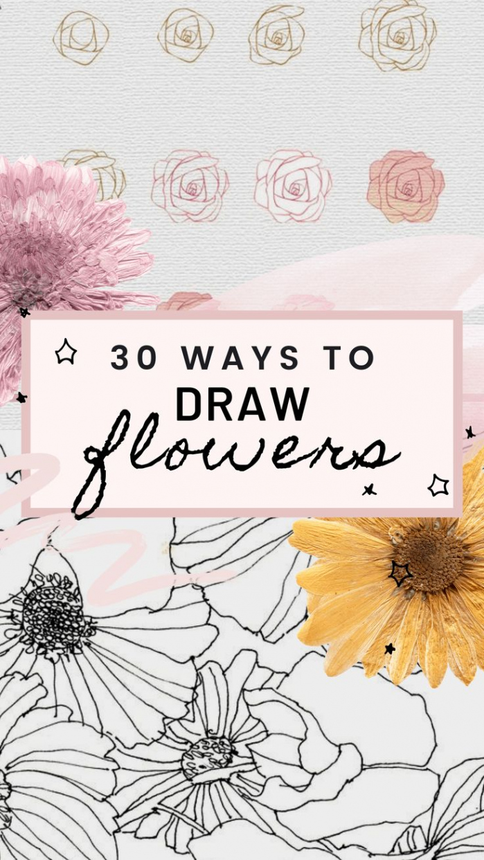 Easy Flower Drawing Ideas  Easy flower drawings, Flower