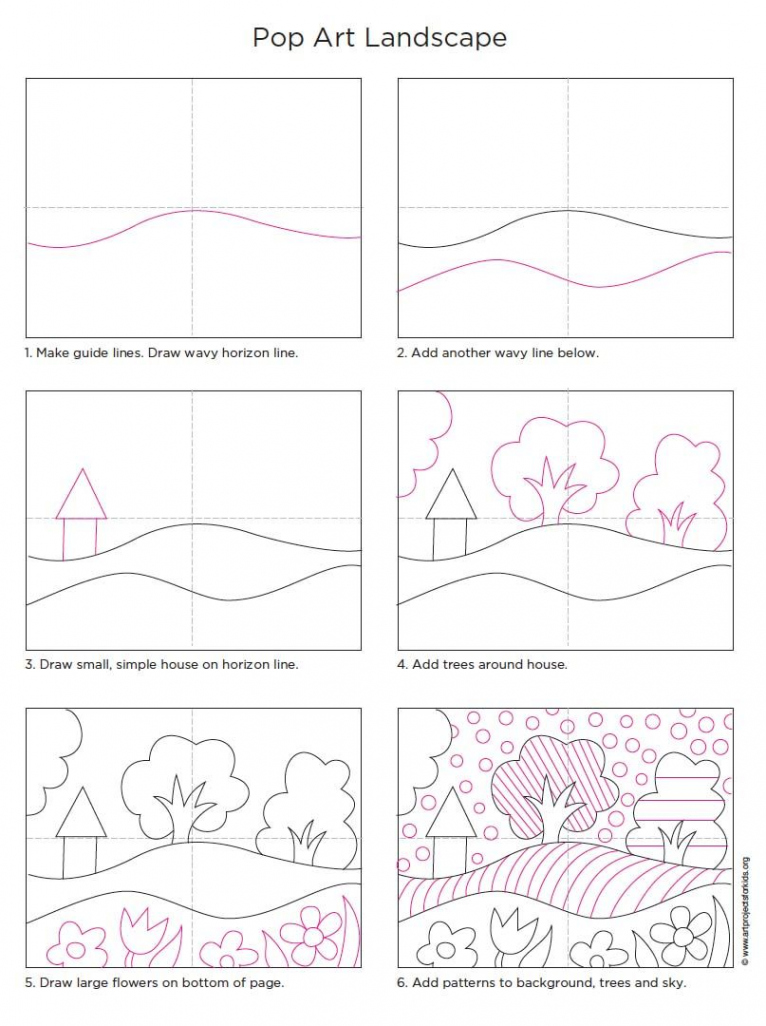 Easy Pop Art Landscape and Pop Art Coloring Page  Landscape art