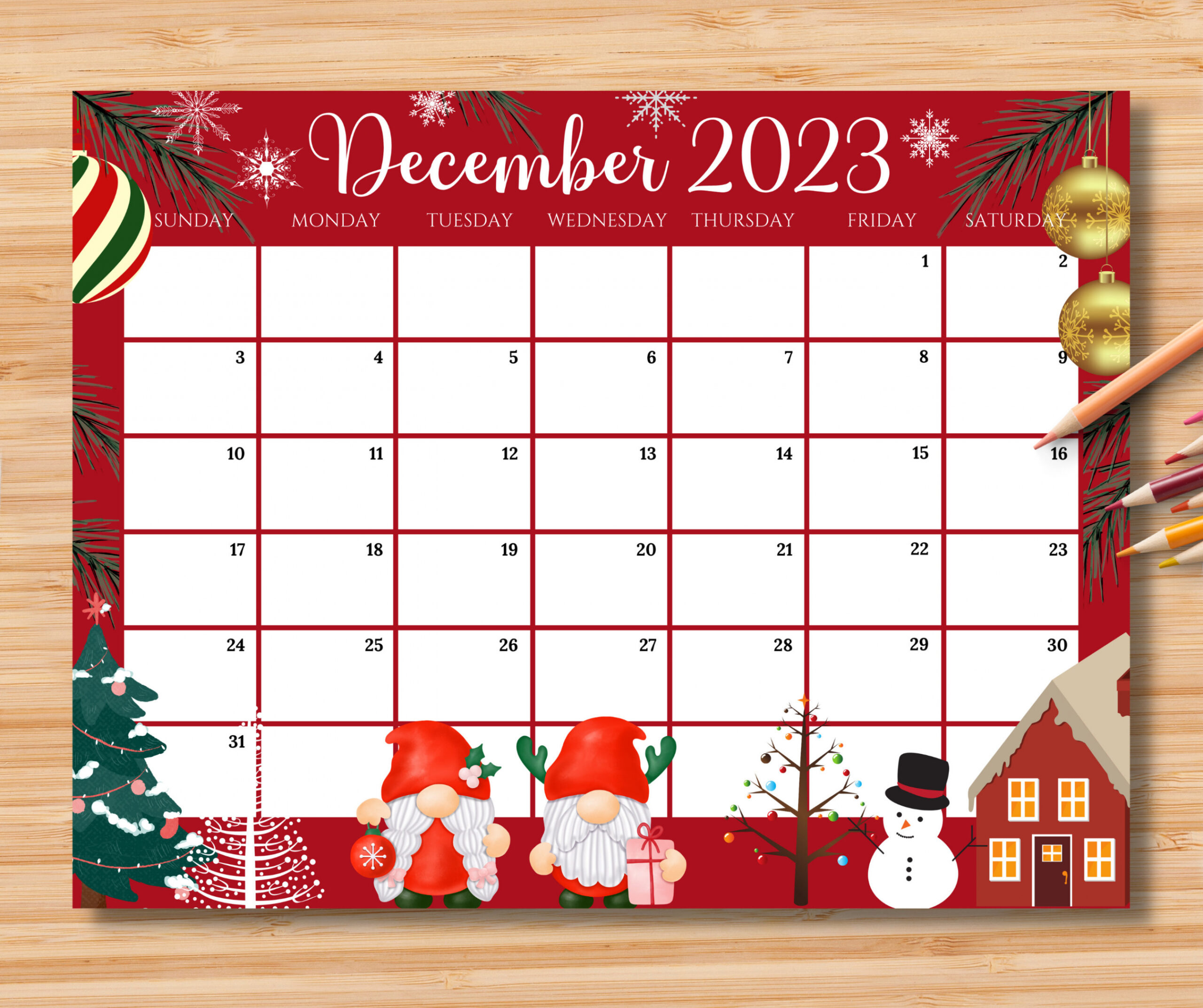 EDITABLE December  Calendar Colorful Christmas With Cute - Etsy UK