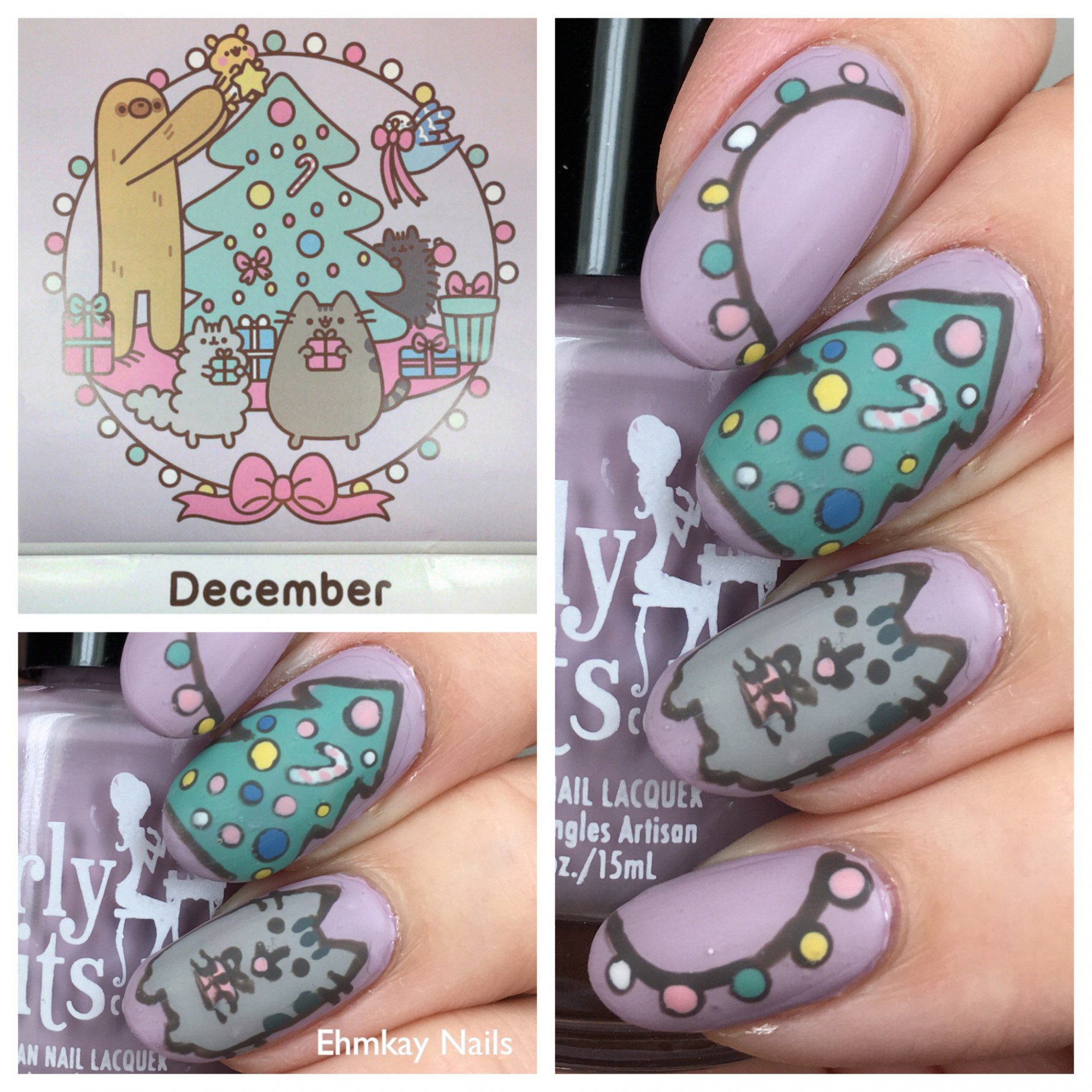 ehmkay nails: Pusheen Calendar Series: Pastel Pusheen Christmas