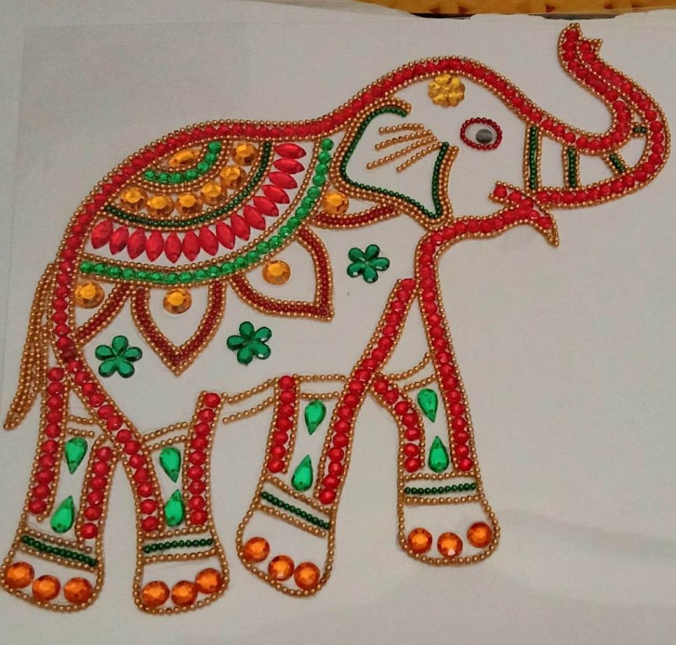 Elephant  Sequin crafts, Hand embroidery design patterns