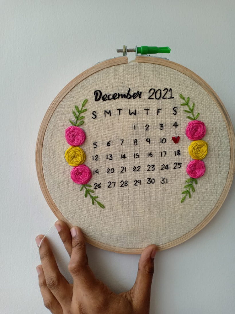 Embroidery Calendar Hoop Art  Wonderwheel Store