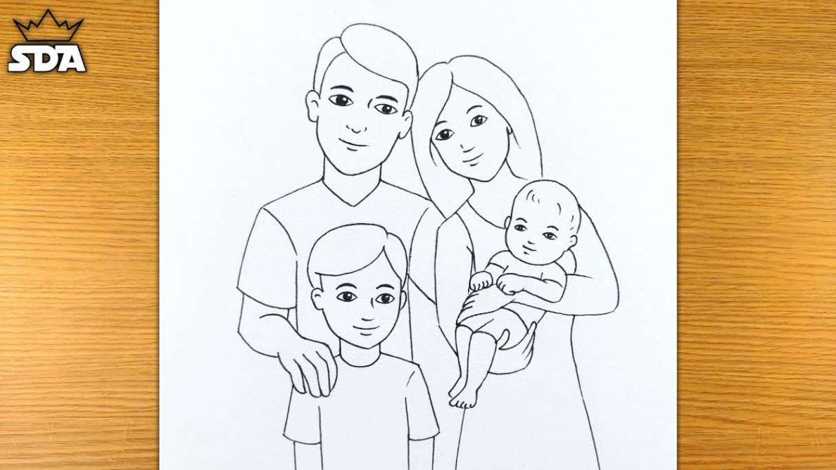 Family drawing easyhow to draw simple familyfamily with   membersfamily easy drawings