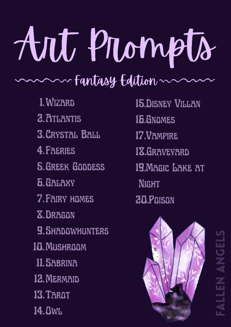 Fantasy Art Prompts/Challenge  Art journal prompts, Art prompts