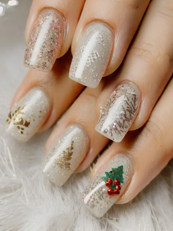 Festive Christmas Acrylic Nail Designs and Nail Art Ideas