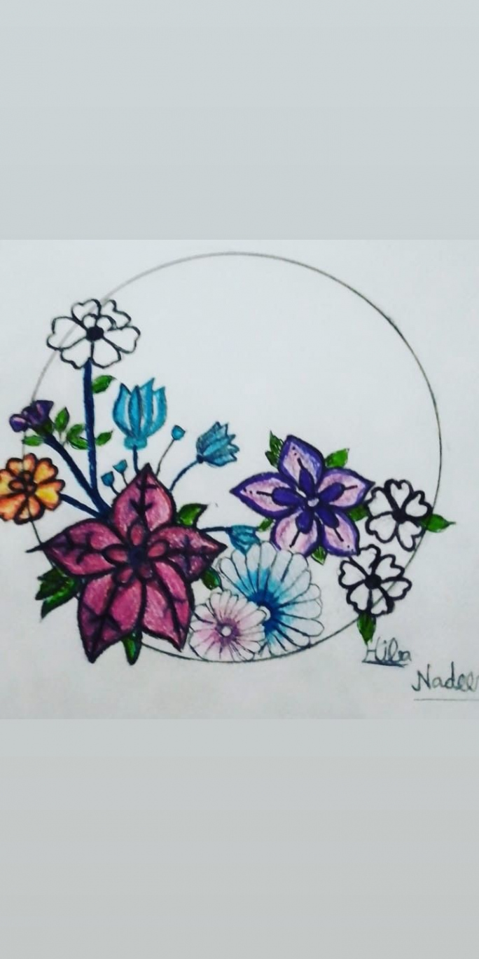 Flower design drawing with pencil colours  Flower drawing design