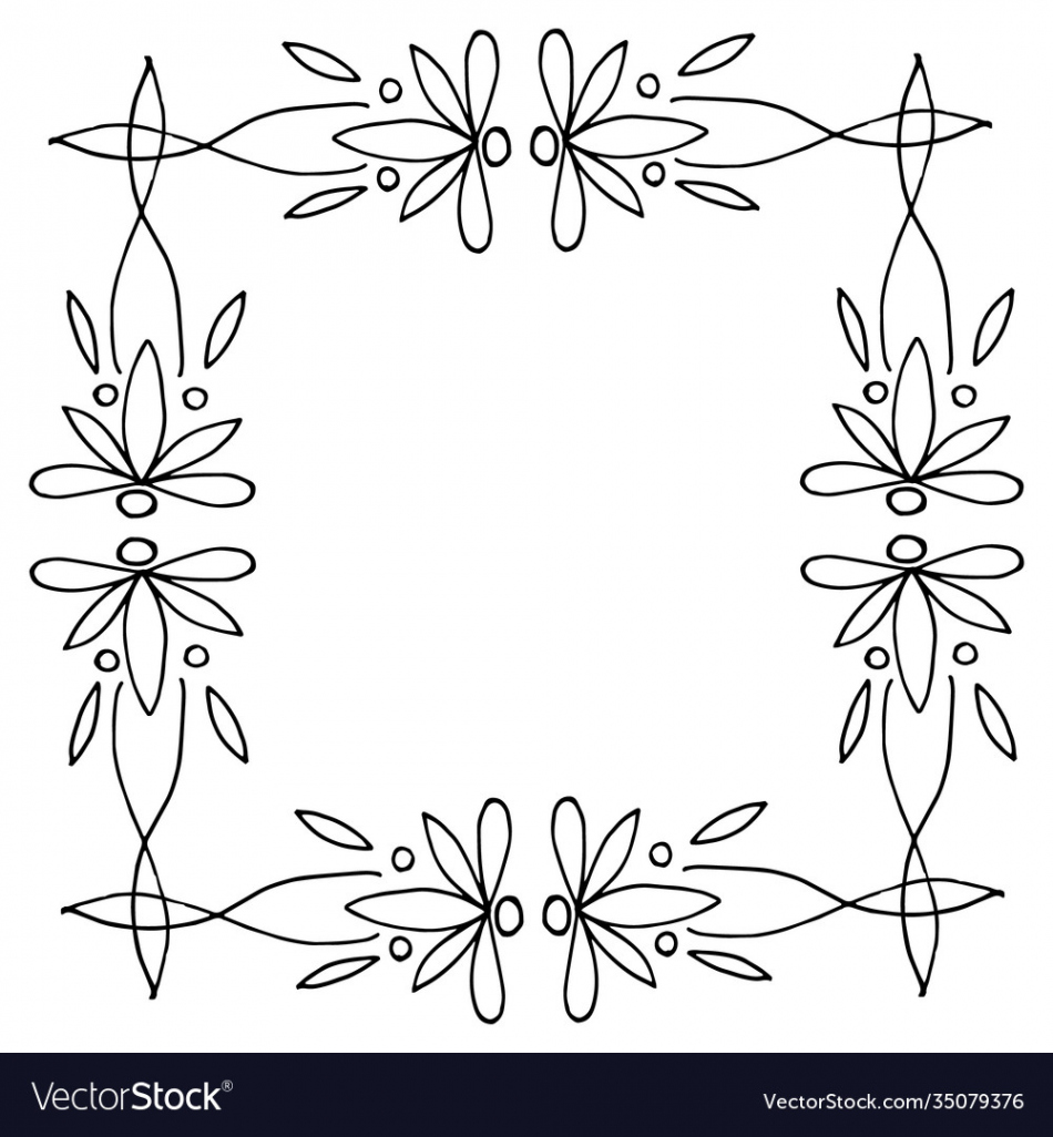 Flower floral ornament frame border sketch hand Vector Image