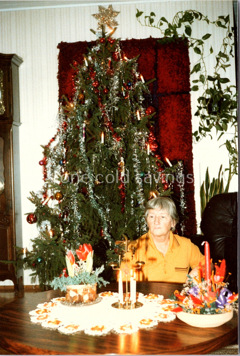 Found Photo - s s - Woman Sits By The Christmas Tree With