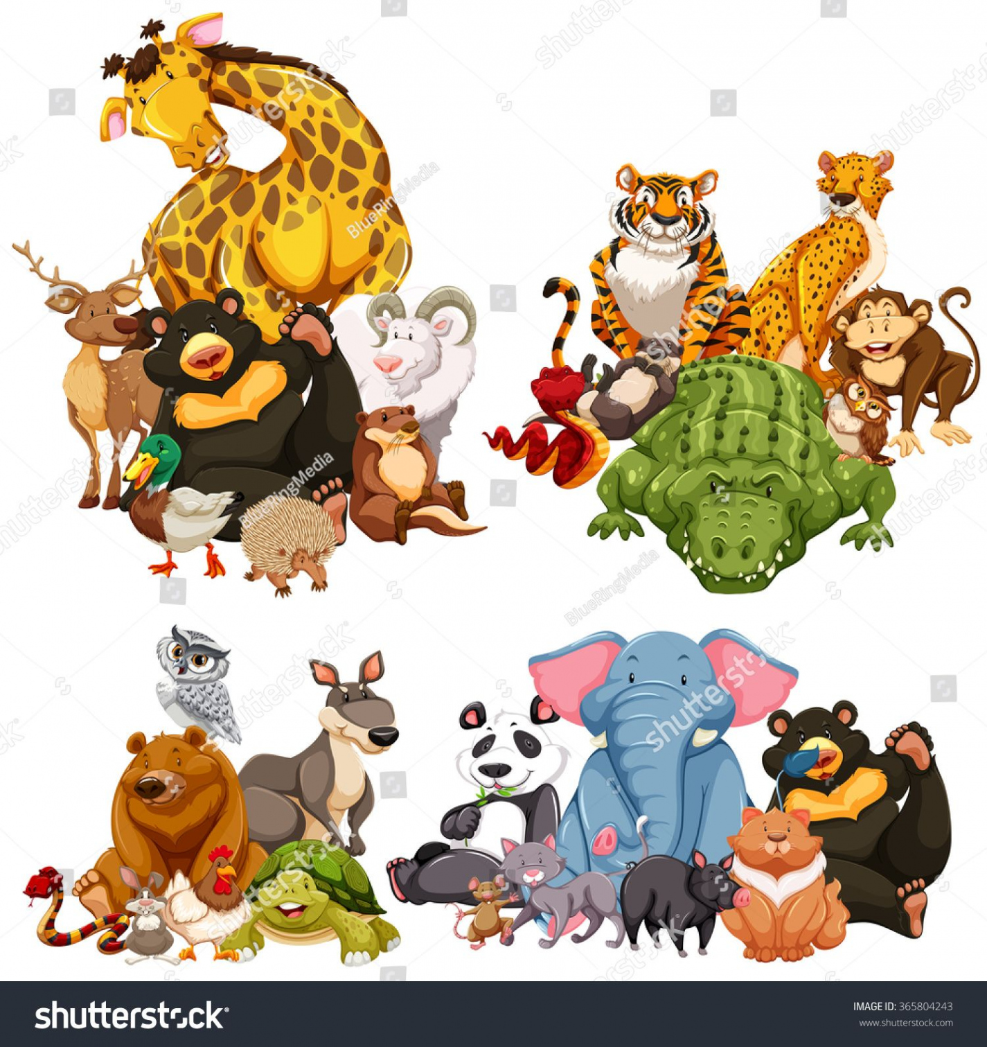 Four group of wild animals illustration #Ad , #AFFILIATE, #wild