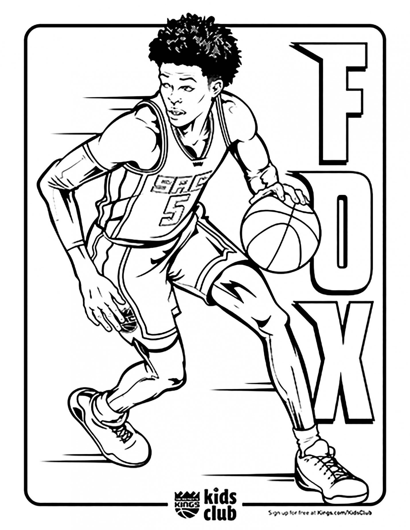 Free basketball drawing to print and color - Basketball Kids