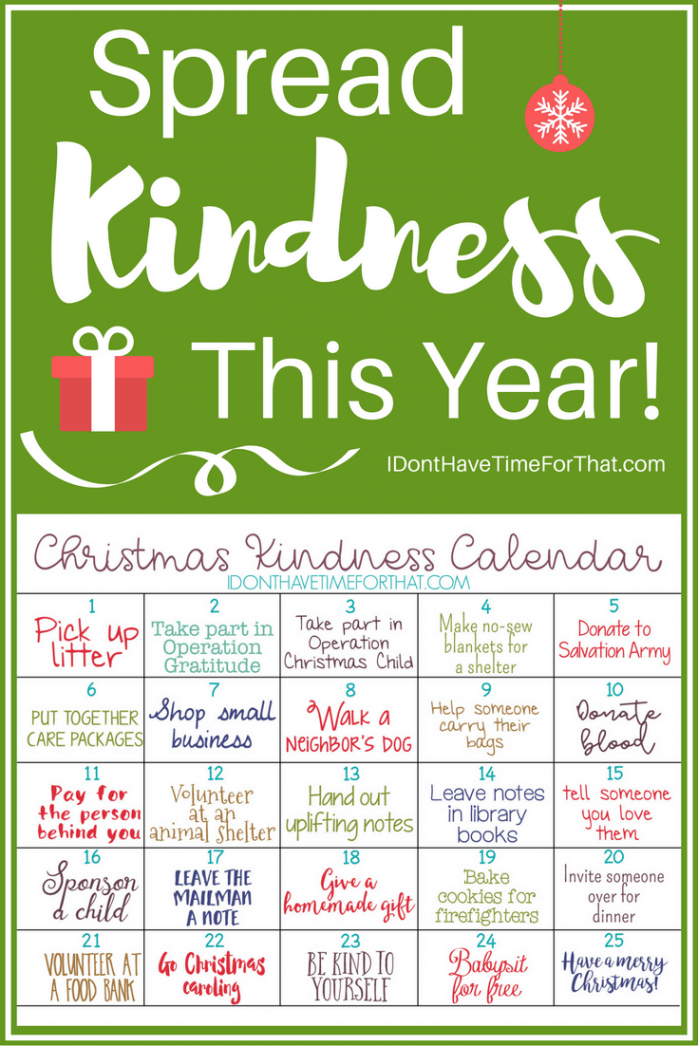 FREE Printable: Christmas Kindness Calendar - I Don