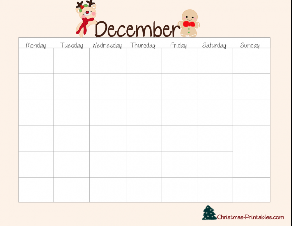 Free Printable Cute December Planner Calendars