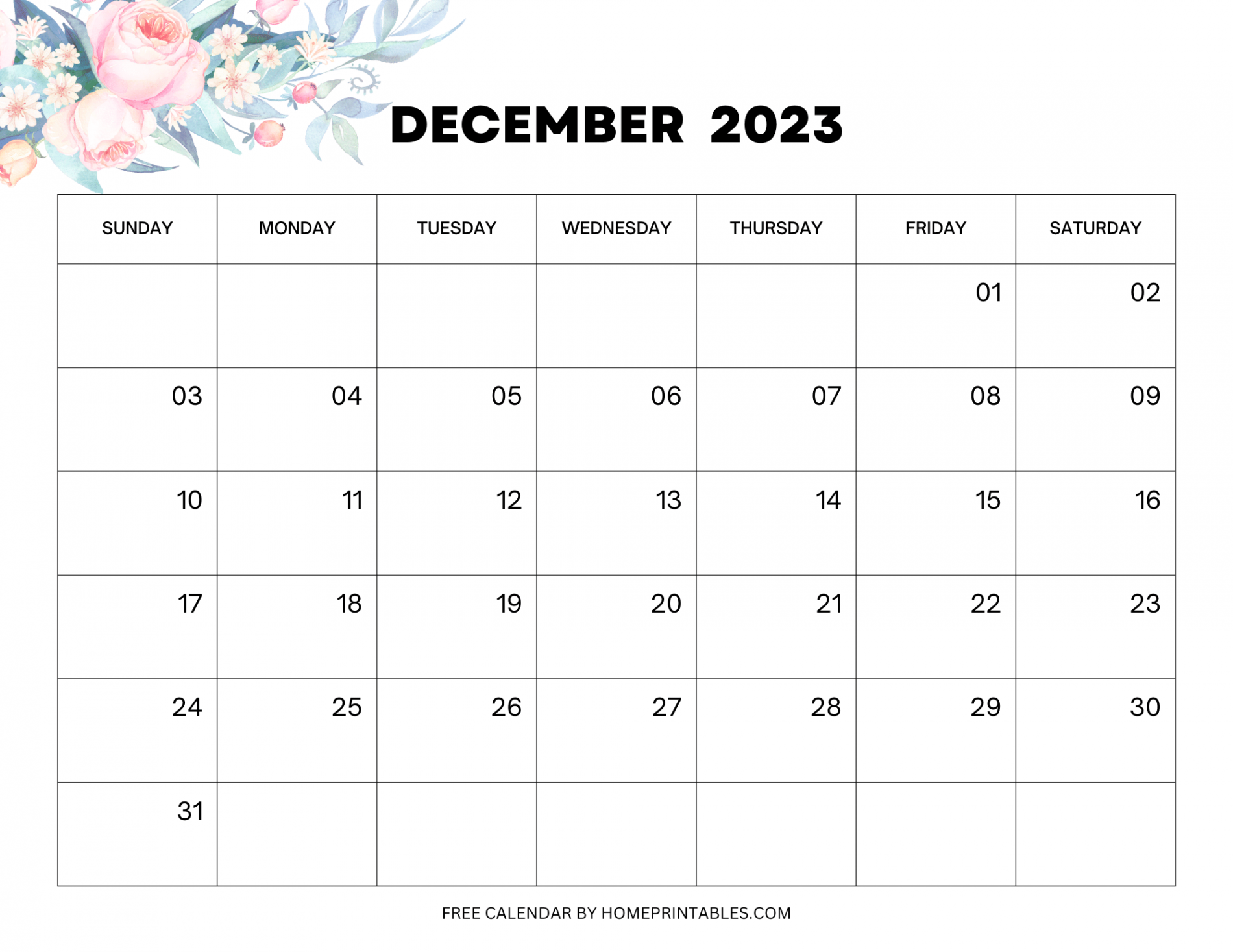 Free Printable December  Calendar Templates for Instant Download!