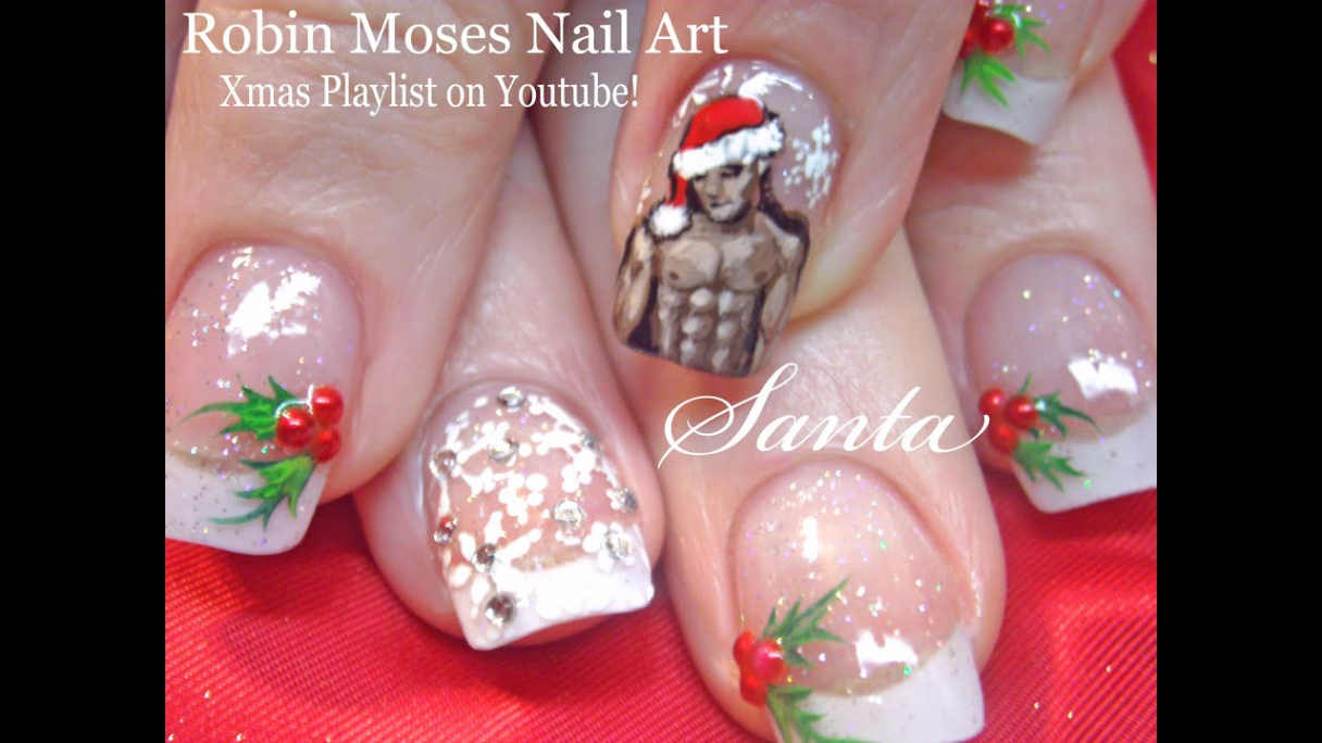 Funny Xmas nails  Sexy Santa Christmas Nail Art Design Tutorial