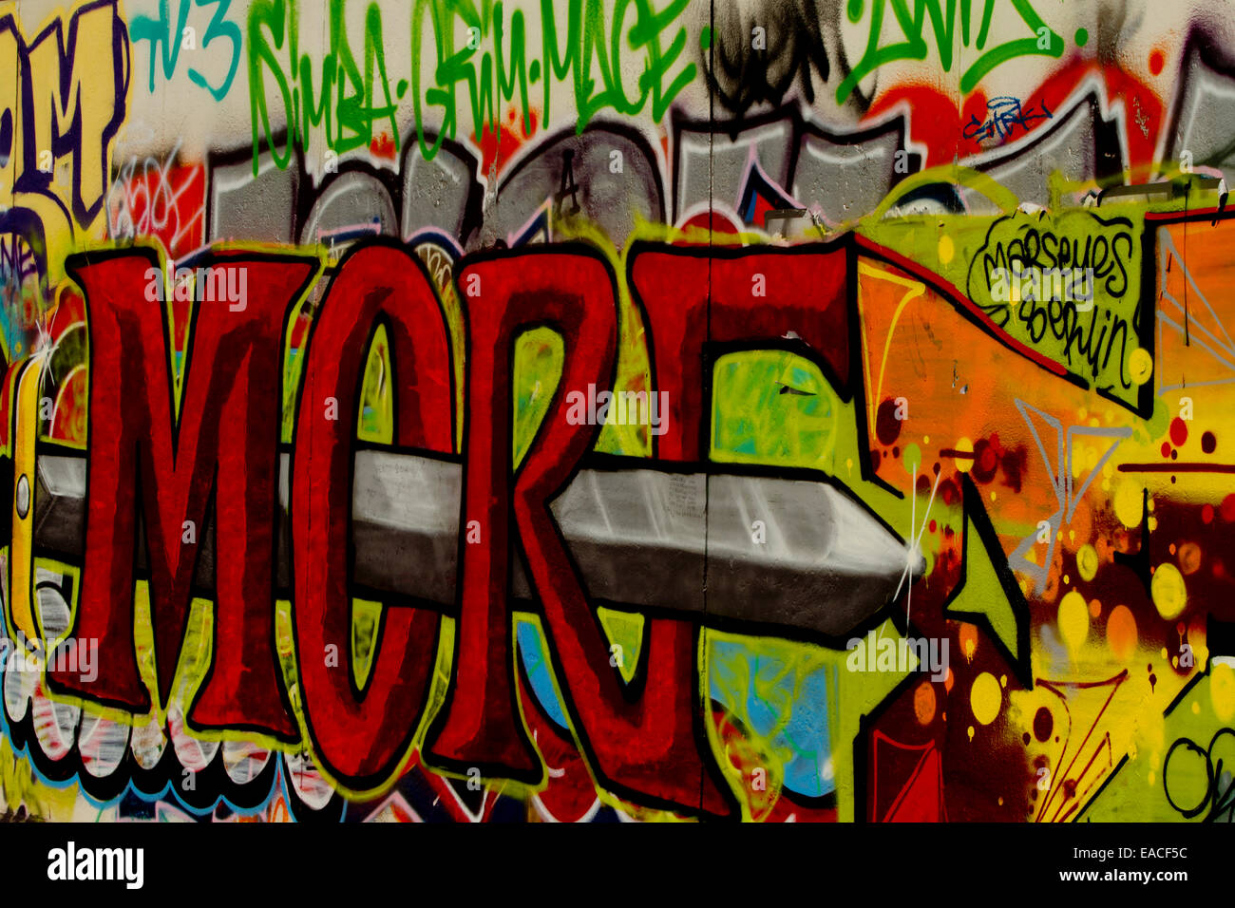 Graffiti Berlin wall art tag urban colour letters Stock Photo - Alamy