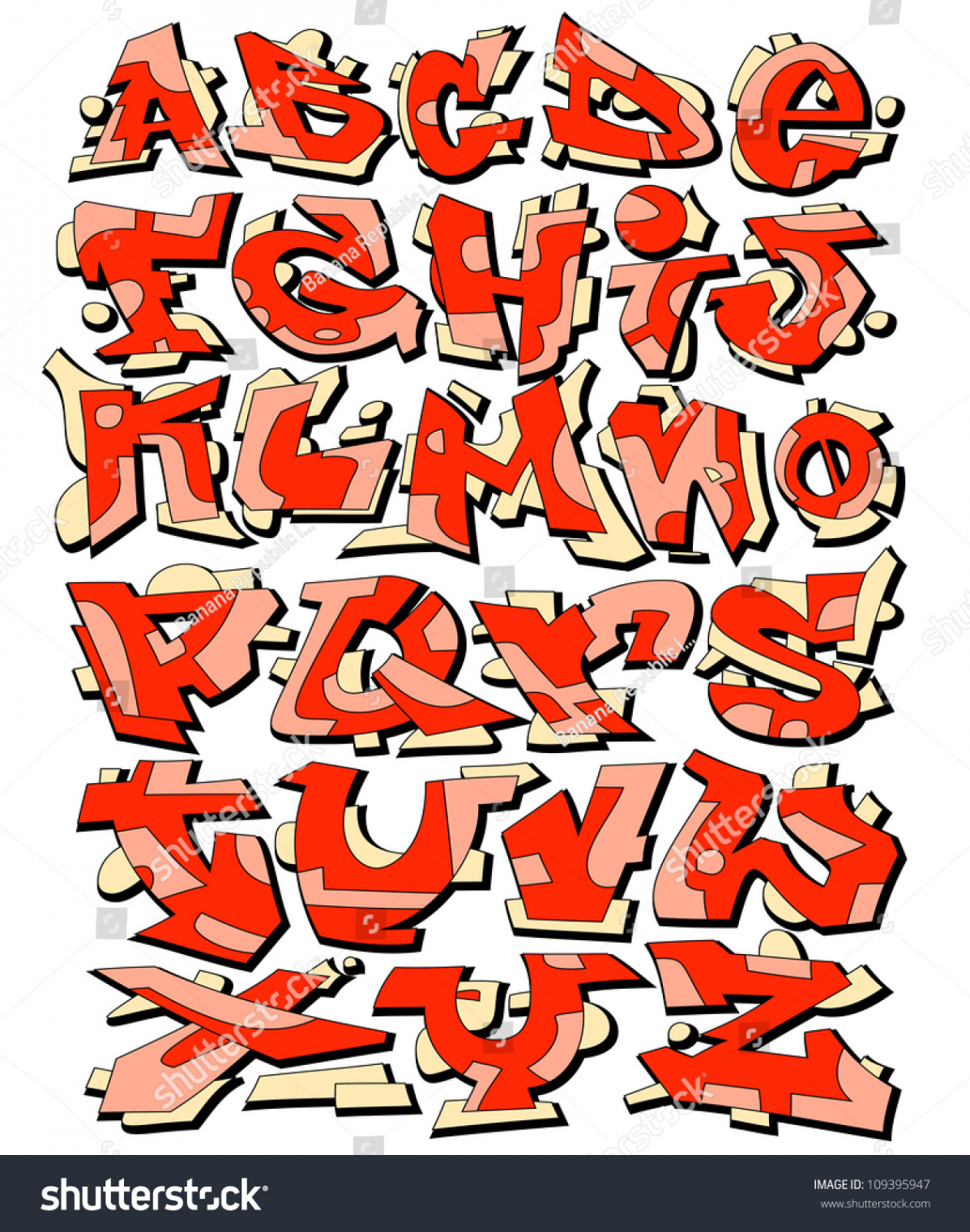 Graffiti Font Alphabet Urban Art Design: Stock-Vektorgrafik