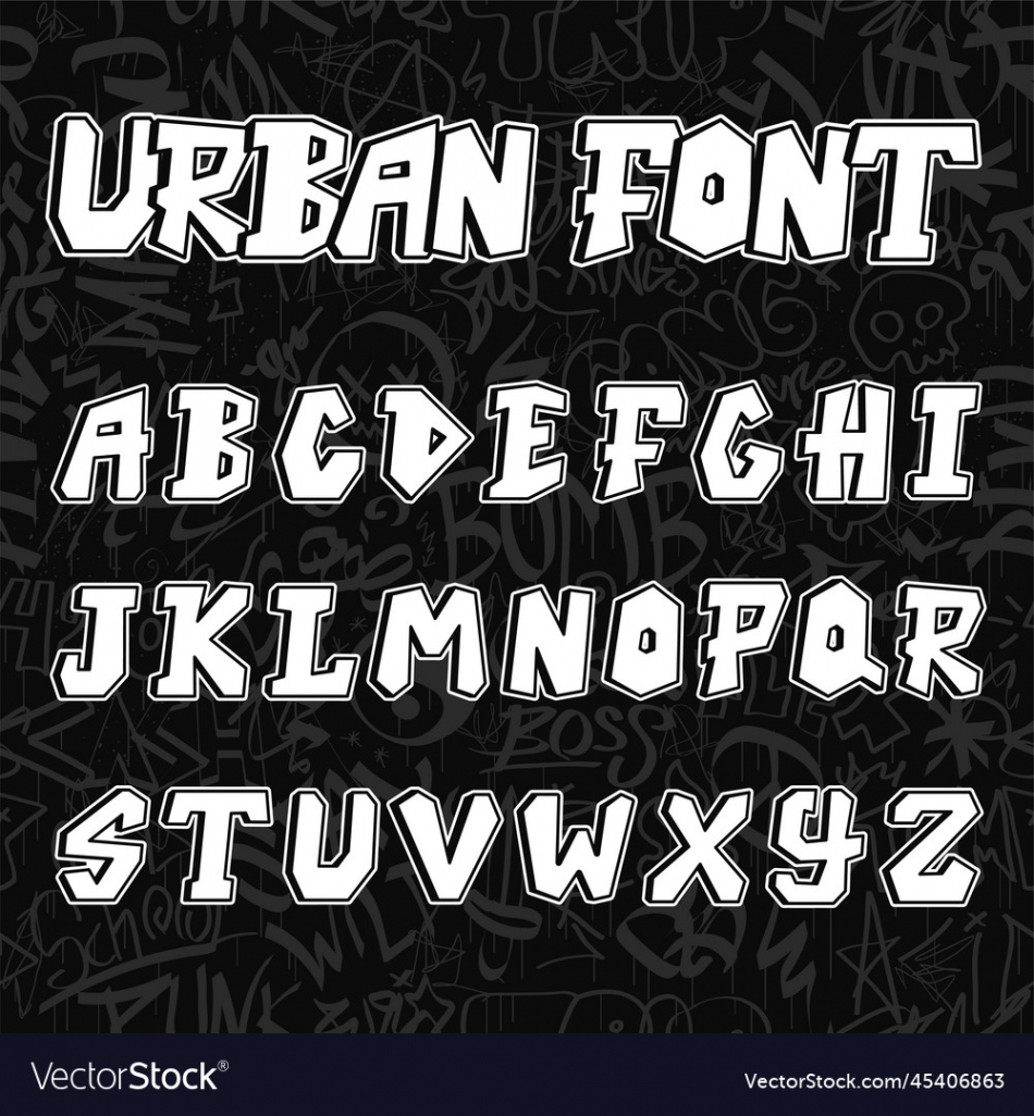 Graffiti letters font hand drawn line Royalty Free Vector