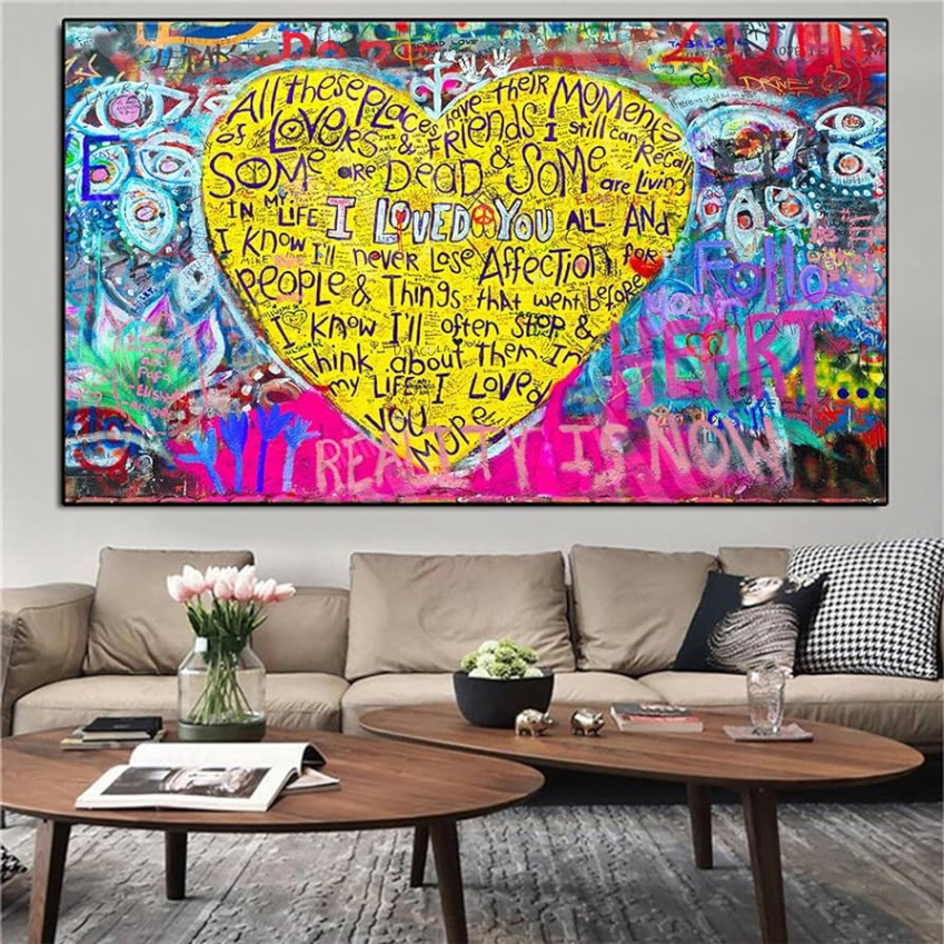 Graffiti Pop Art Love Hearts Leinwand Malerei Street Art Poster und Drucke  HD gedrucktes Bild Wandkunst Dekoration Wohnzimmer (xcm/xinch) Kein