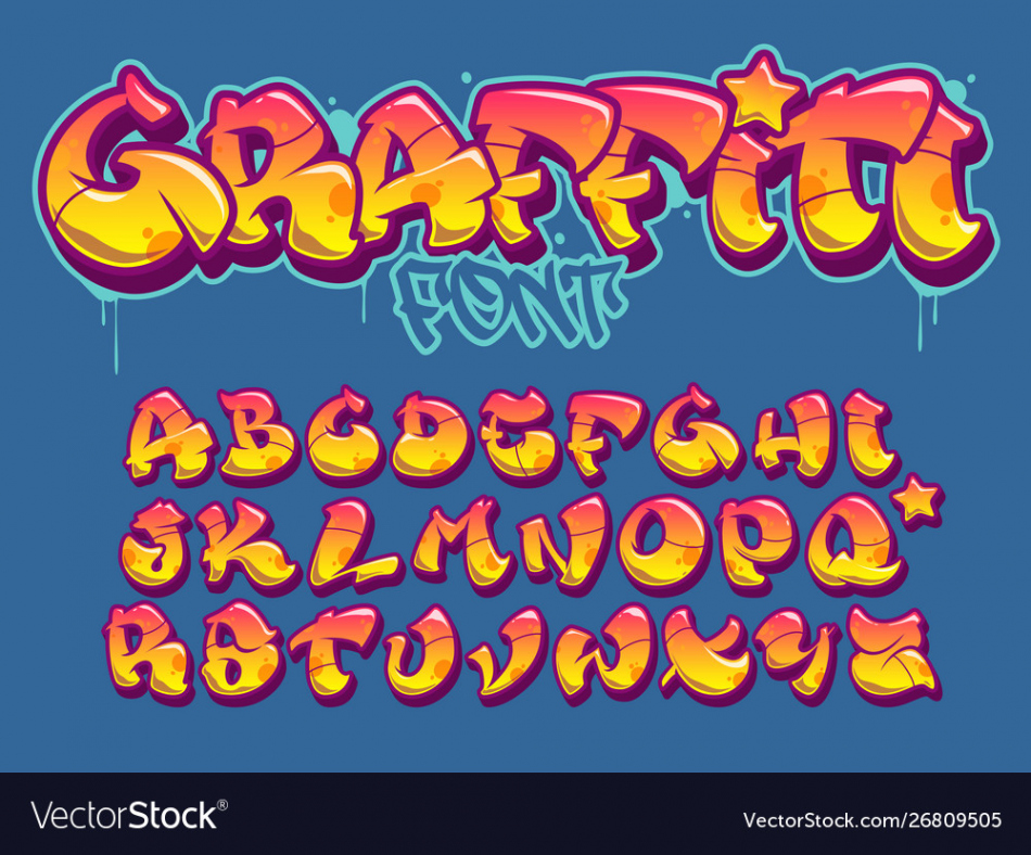 Graffiti style font orange and yellow colors Vector Image