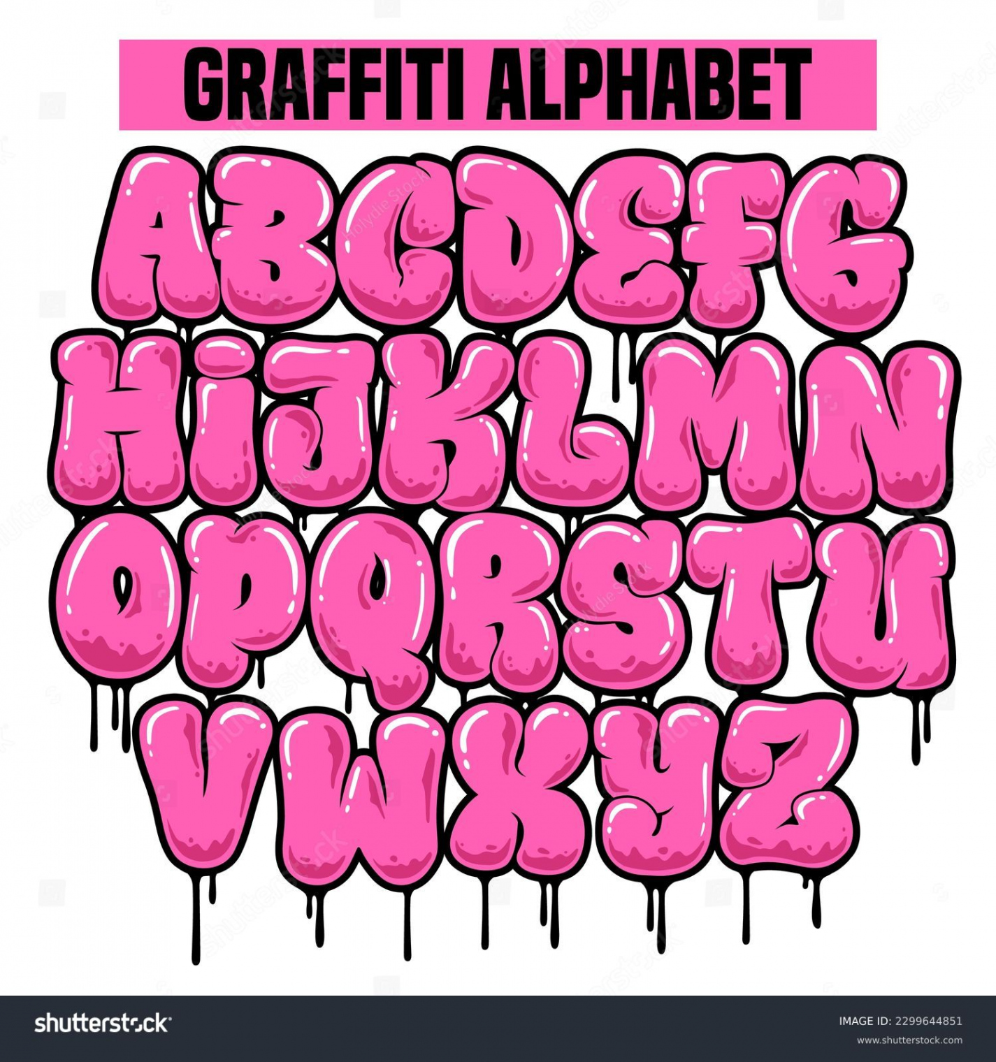 Grafiti alfabeto grafiti letra color rosa: vector de stock (libre